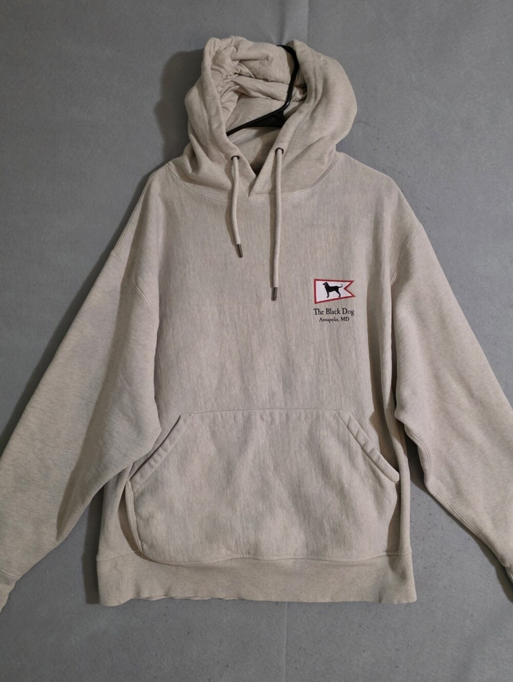 The Black Dog Mens Homeport Heavyweight Hoodie Oatmeal Annapolis MD Size Large